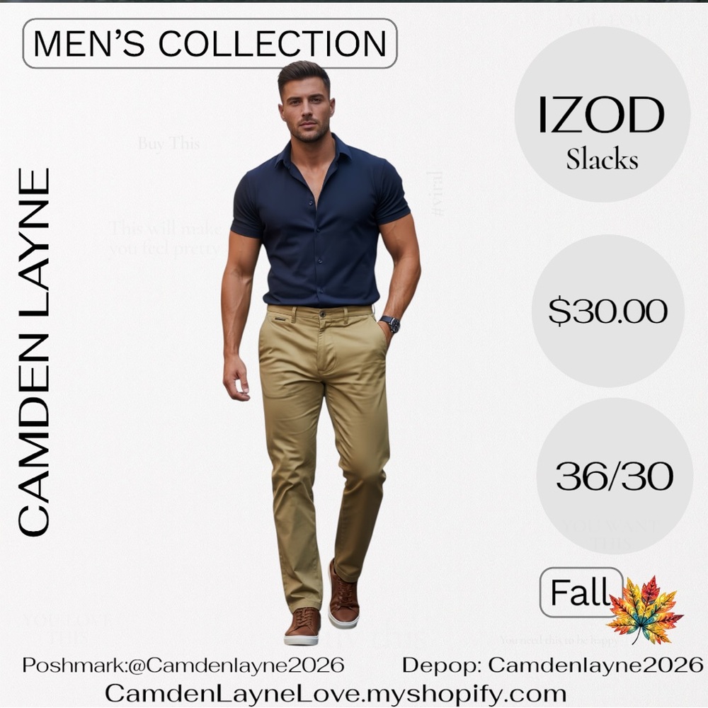 Izod Men's Khaki Chinos - Picture 8 of 9